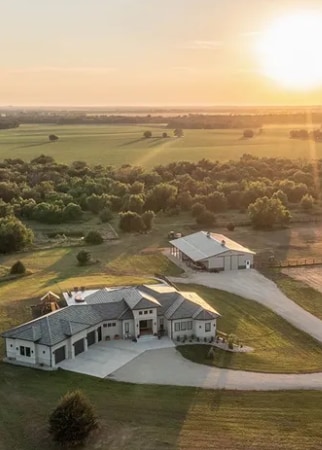 a sky view of a house